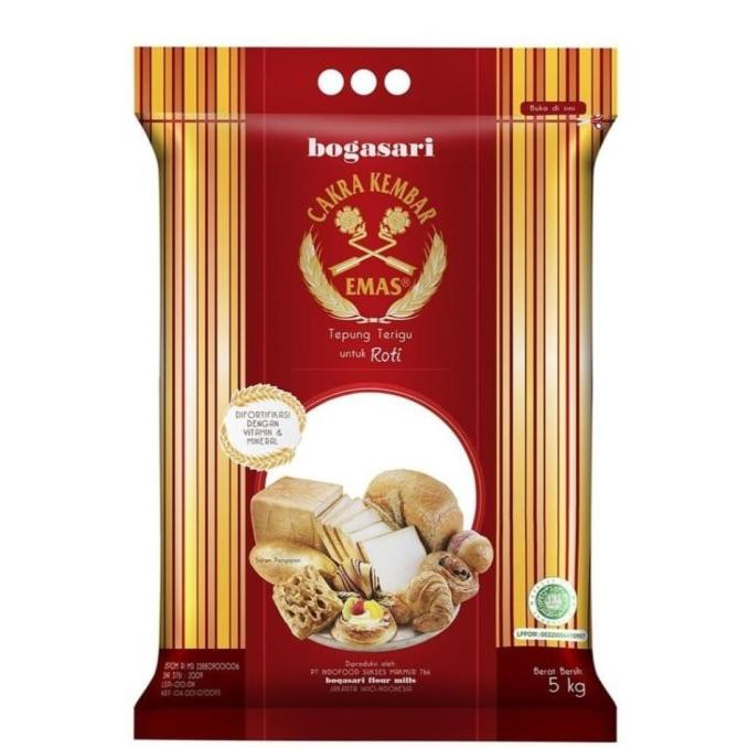 

Tepung Terigu Cakra Kembar Emas Bogasari (Roti) 5 kg