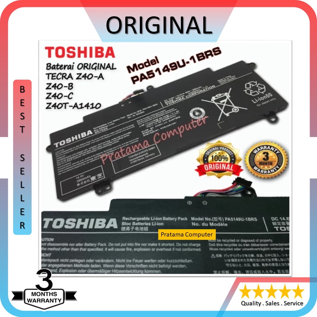 TOSHIBA Baterai Laptop ORIGINAL Portege Z830 Z835 Z930 Z935 Ultrabook Series