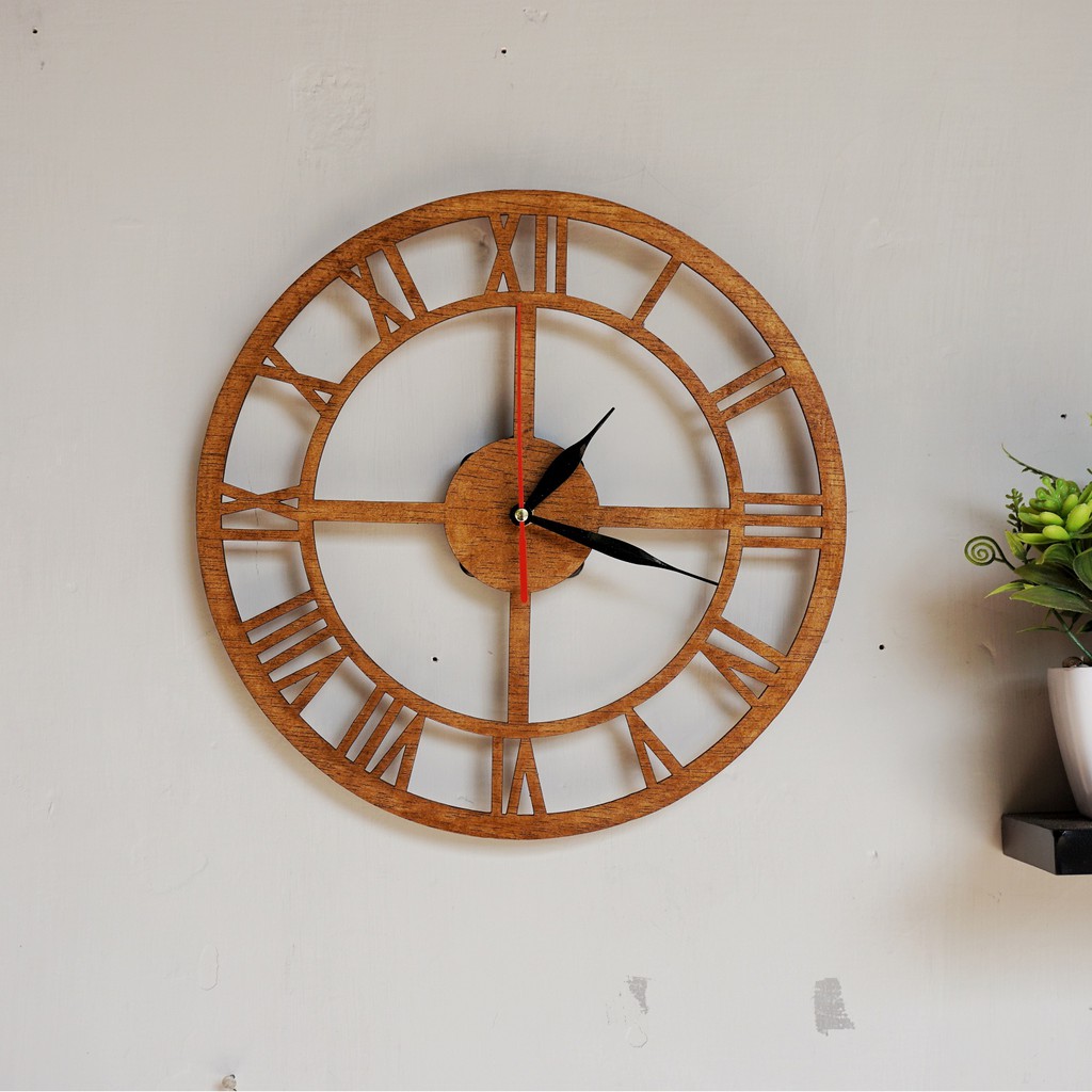 Jam dinding ukir unik kayu-model 1 kayu