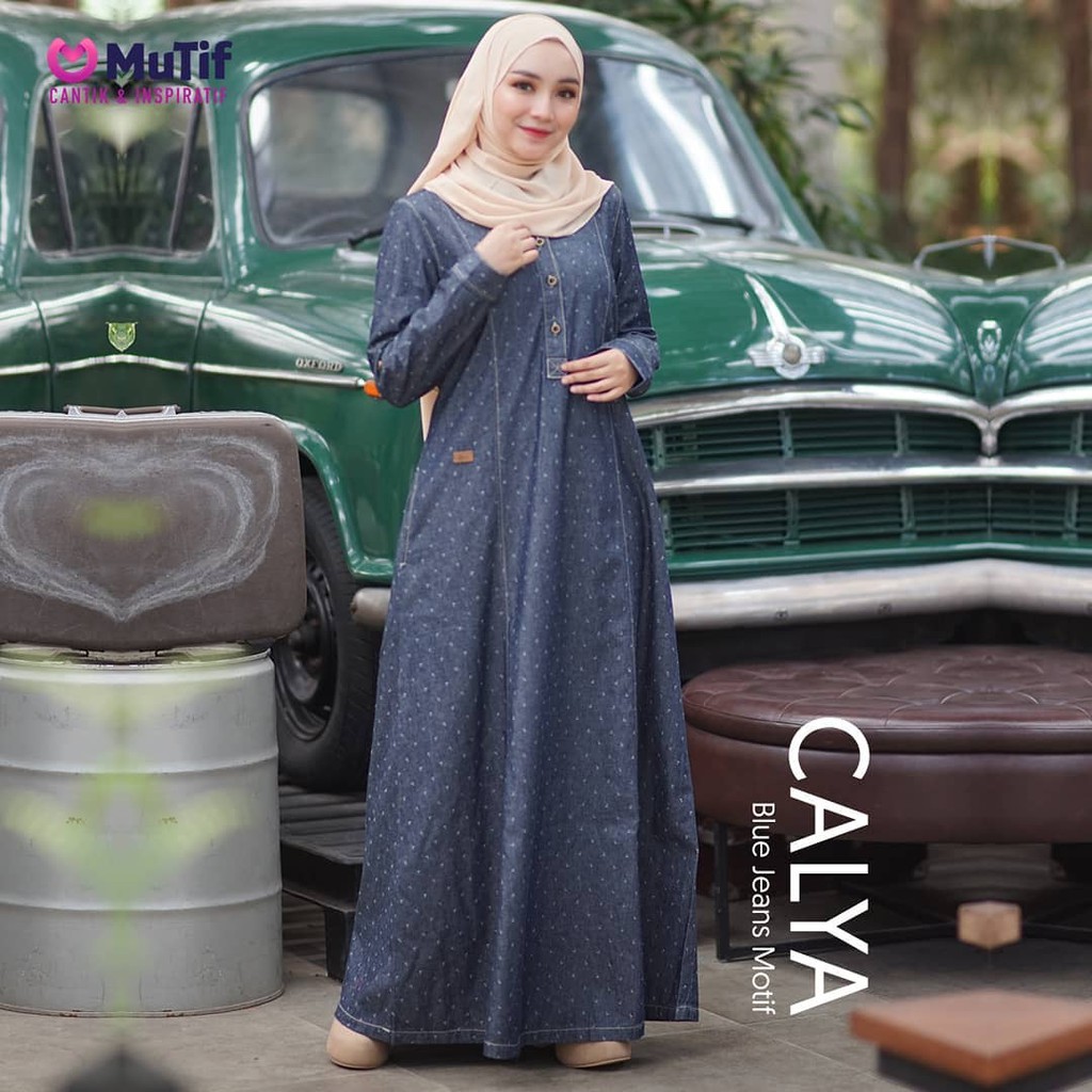 Gamis MUTIF CALYA Denim Blue Jeans || Mutif Damoza Upmore