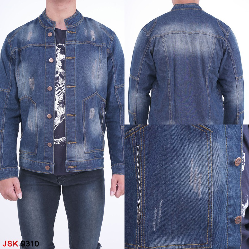 [BAYAR DI TEMPAT/COD] JAKET JEANS PRIA JSK BOMBER 9310 / SIZE L XL XXL
