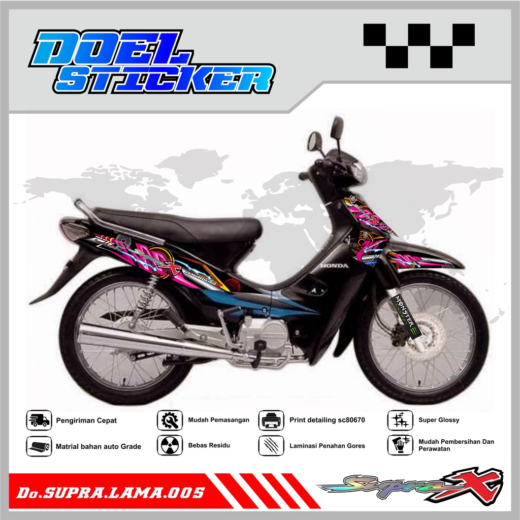 Striping Supra 100 / Supra X / Supra Fit Lama Variasi Stiker Skotlet Motor List THAILOOK 005