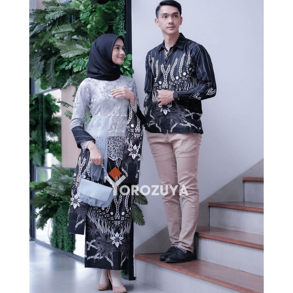 Set Couple Kebaya Modern Batik Kebaya Couple Tunangan Lamaran Wisuda Kondangan-1