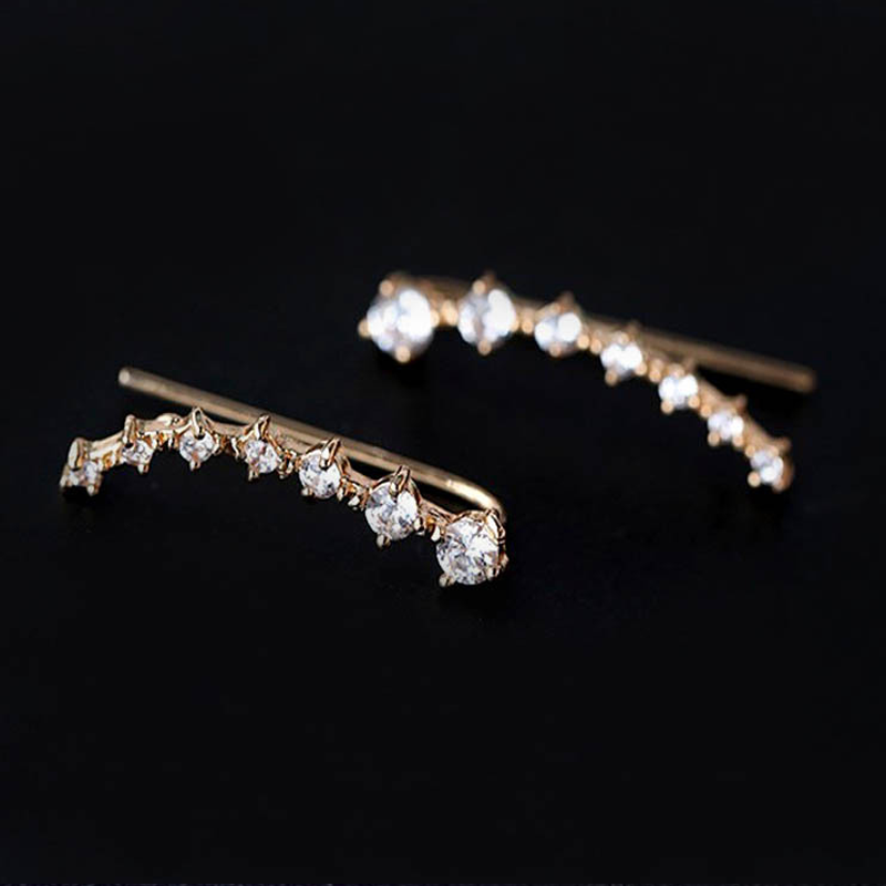 Anting Tusuk Gantung Desain Bintang Hias Berlian + Zircon Gaya Korea / Populer Berkilau Untuk Wanita