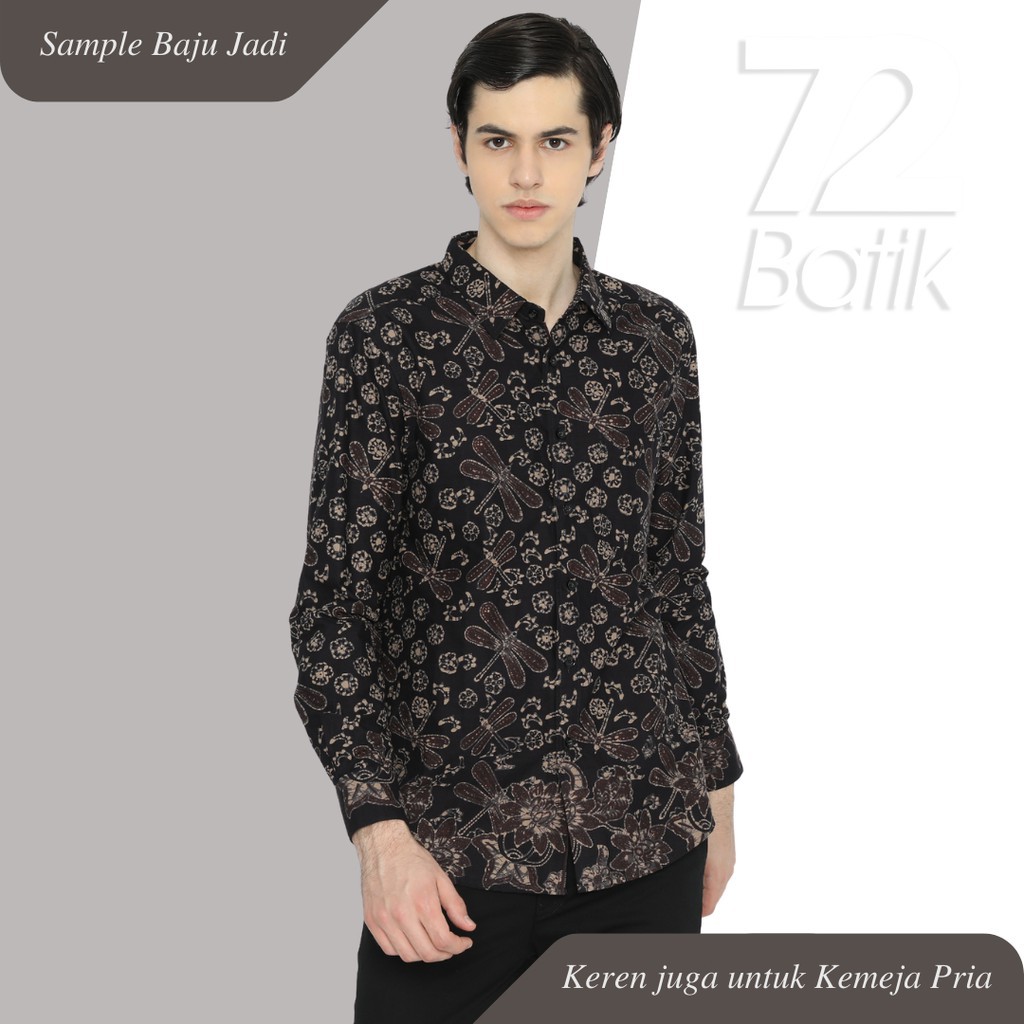 KAIN BATIK PREMIUM Bahan Katun Motif Capung Warna Hitam Black Item 724684 Cap 72 Jarik Jarit Samping Kebat Panjang Batik Katun Modern Premium Bahan Seragam Batik Pernikahan Kantor Keluarga Murah Kamen Jadi Batik Bali Lembaran