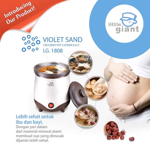 Little Giant LG.1808 Violet Sand Crockery Pot Cooker 0.8 LT - Slow Cooker Mpasi anak