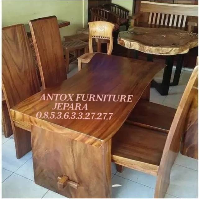 Meja makan kayu trembesi mebel jepara