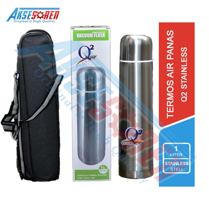 Termos Air Panas Q2 Stainless Stell [500 mL/750 mL/1000 mL] / Teremos Mini 0.5 L / Tremos 1 Liter St