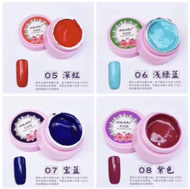 HUAXI painting gel 12 warna RECOMMENDED nailart gel untuk painting liner gel glue