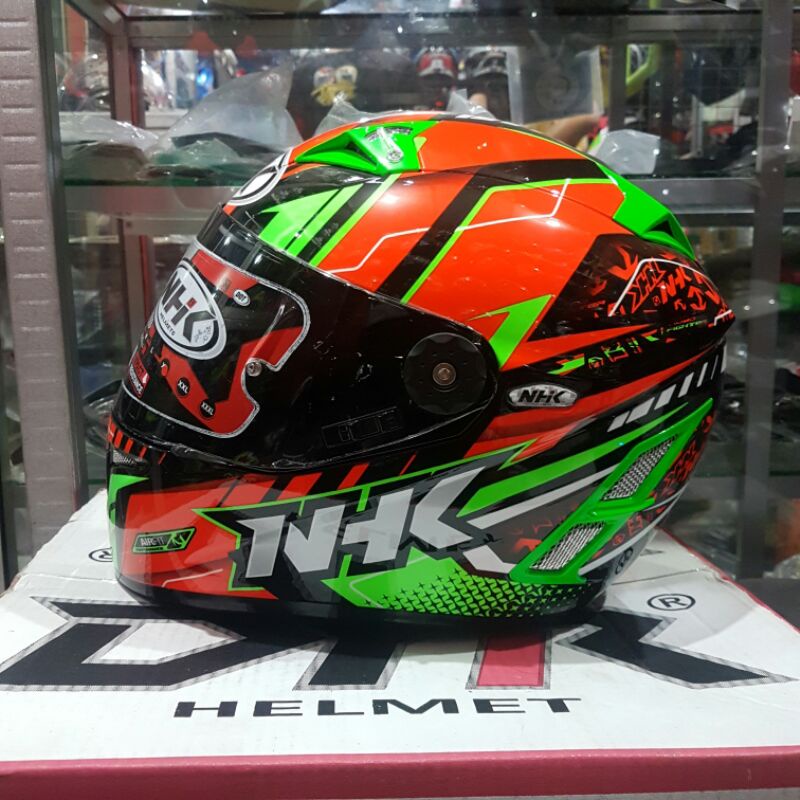 Nhk gp pro terminator tt racing orange green helm balap ddring murah