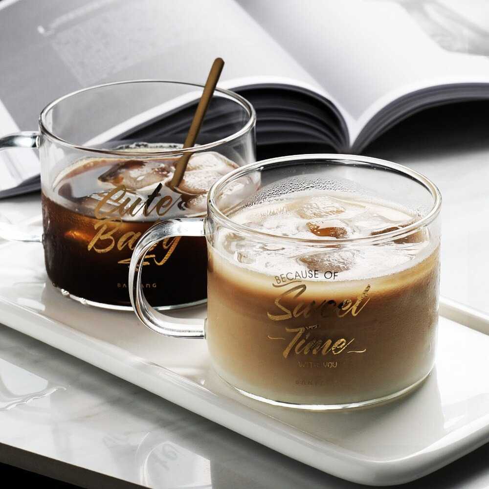 TD-DA BANFANG Gelas Cangkir Kopi Glass Coffee Desain Sweet Time 475ml MD18