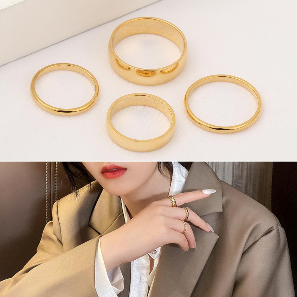 Cincin Hip Pop Nanas Jari Keren Fashion Minimalis Warna Emas