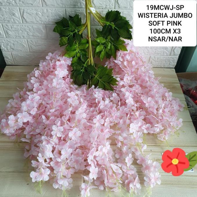 Wisteria Jumbo - 512 bunga juntai bunga rambat bunga juntai artificial - Putih
