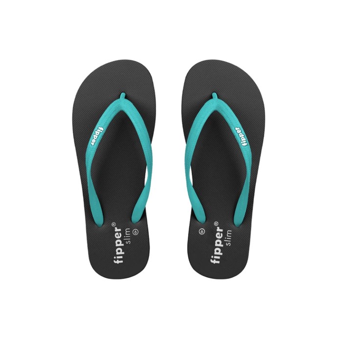 MURAH  Sandal Fipper Slim / Sendal Jepit / Sendal Wanita in Black Turquoise