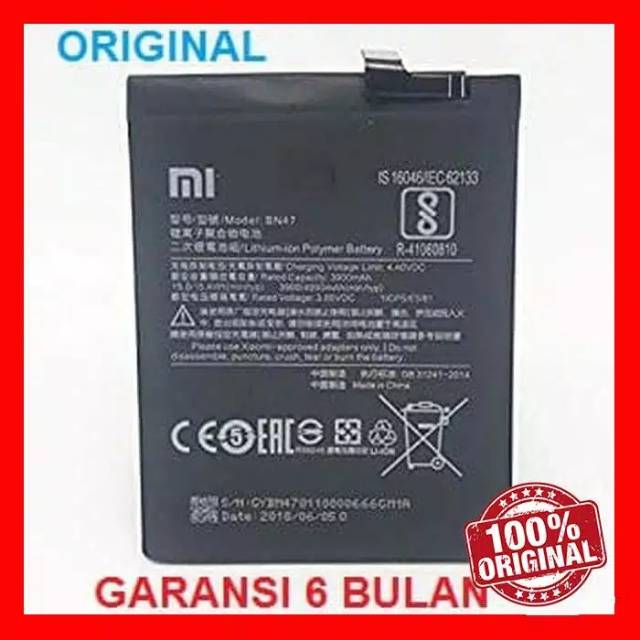 Baterai Xiaomi Redmi 6 Pro Mi A2 Lite BN47 Original Battery Xiomi Siomi Red Mi 6Pro BN 47 BN-47 Ori