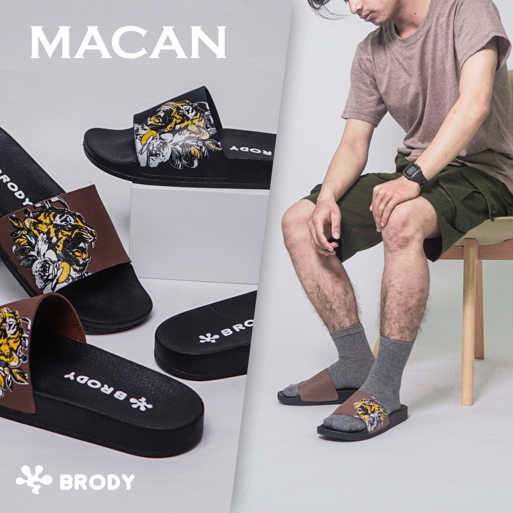 Brody MACAN Sandal Slide Pria Sendal Selop Cowok Kekinian