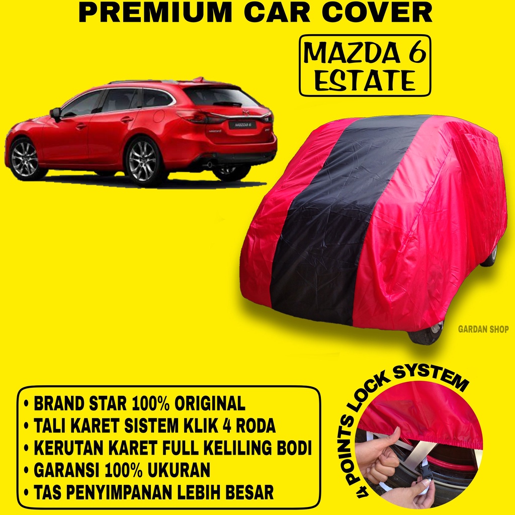 Body Cover MAZDA 6 ESTATE MERAH HITAM Penutup Bodi Mobil Mazda 6 Estate Waterproof PREMIUM
