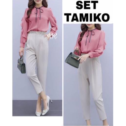 Baju Setelan Wanita Remaja Polos Pesta Terbaru 2021 Model Kekinian Korean Style Bahan Moscrepe Set C