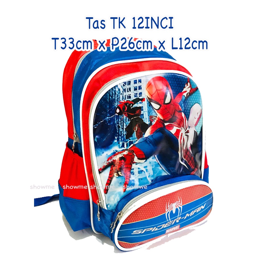 Showme Tas Ransel Anak Sekolah TK 12,5inci Karakter Spiderman