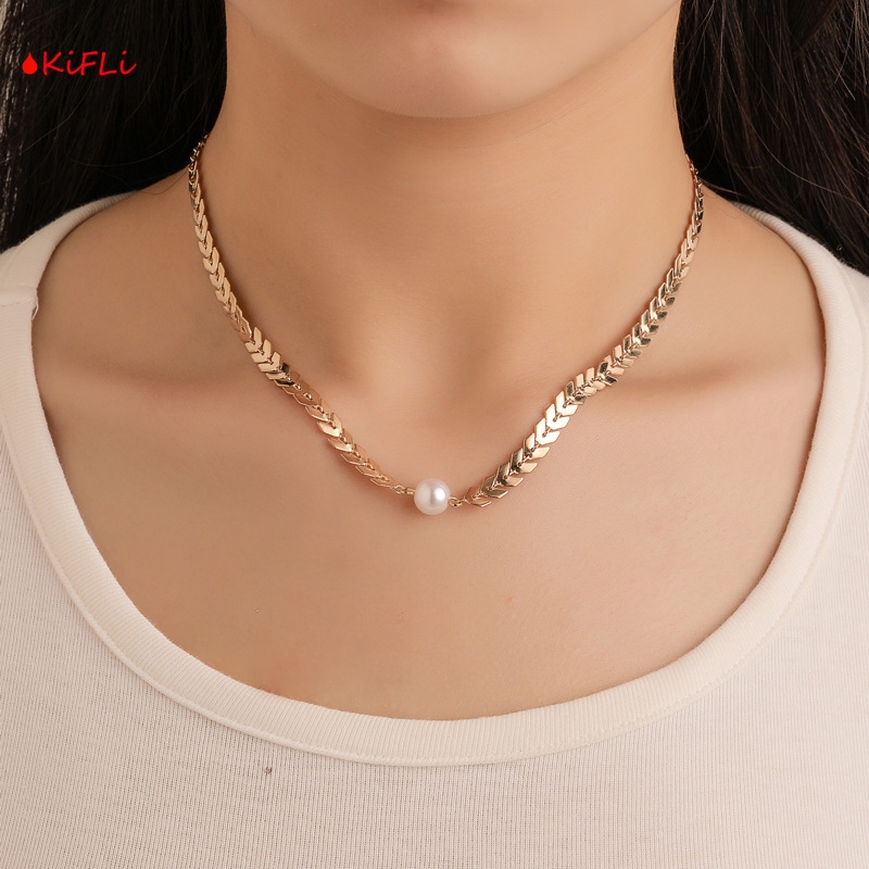 Versi Korea Dari Rantai,Klavikula Mutiara Tulang Ikan,Payet Kalung,Pendek Wanita Choker