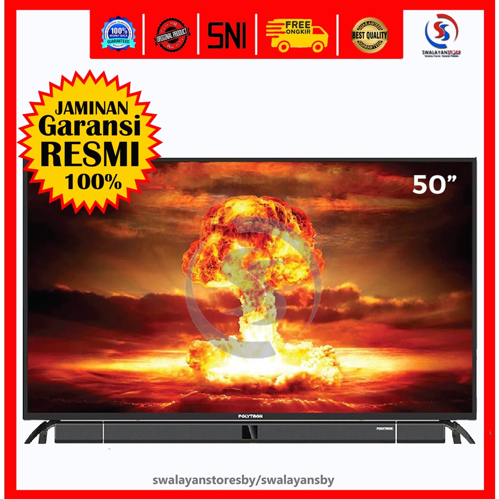 TV LED Polytron Digital Cinemax Soundbar TV 50 INCH BV8758 KHUSUS JATIM 