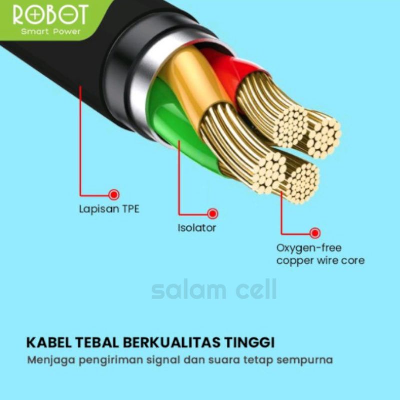 Headset Robot RE801 Wired Earphone Bass Compatible For All Phone Original - Garansi 1 Tahun