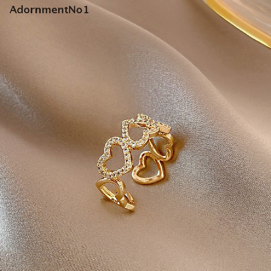 (AdornmentNo1) Cincin Gaya Korea Motif Tulisan Beloved Warna Gold Untuk Perhiasan Wanita / Pernikahan