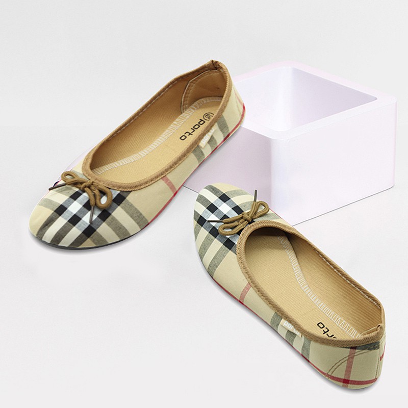 

Porto - Sepatu Wanita Flatshoes Balet Motif Kotak Kain Nyaman Empuk Simple Korea Original BA205L
