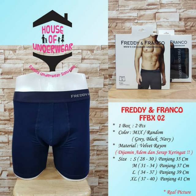 FREDDY & FRANCO CELANA DALAM PRIA BOXER PANJANG FFBX02 ISI 2