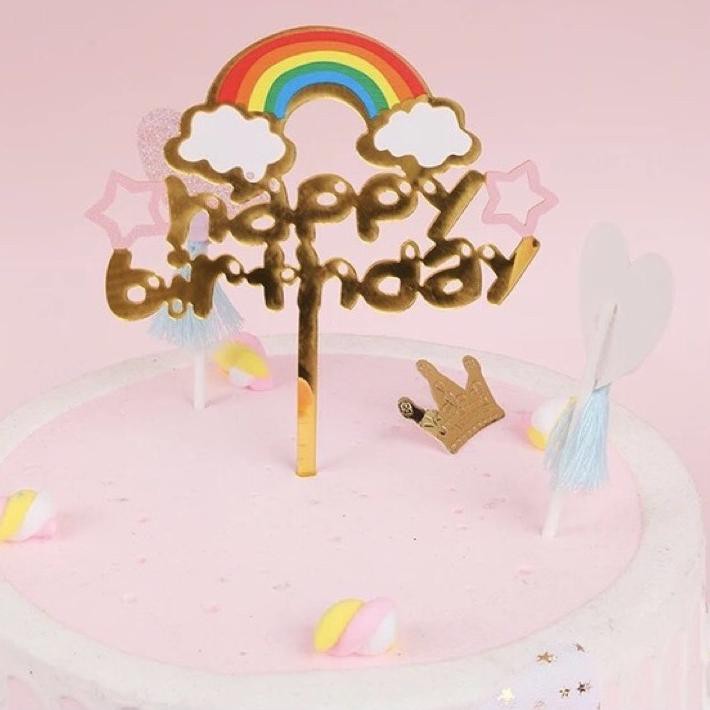 Topper Cake Akrilik Happy Birthday Hiasan kue ulang tahun acrylic unicorn lol frozen baby shark dll