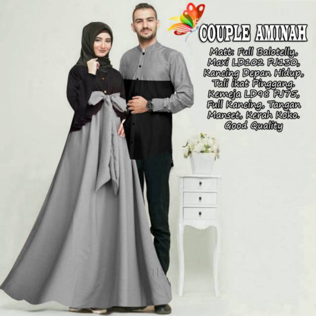 CP AMINAH FASHION PAKAIAN PASANGAN COUPLE GAMIS DAN KEMEJA BAHAN BALOTELLI JCHM