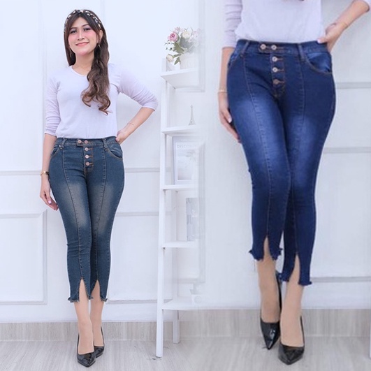 RANNU CELANA JEANS HIGHWAIST 7/9 KANCING 5 BELAH TULANG