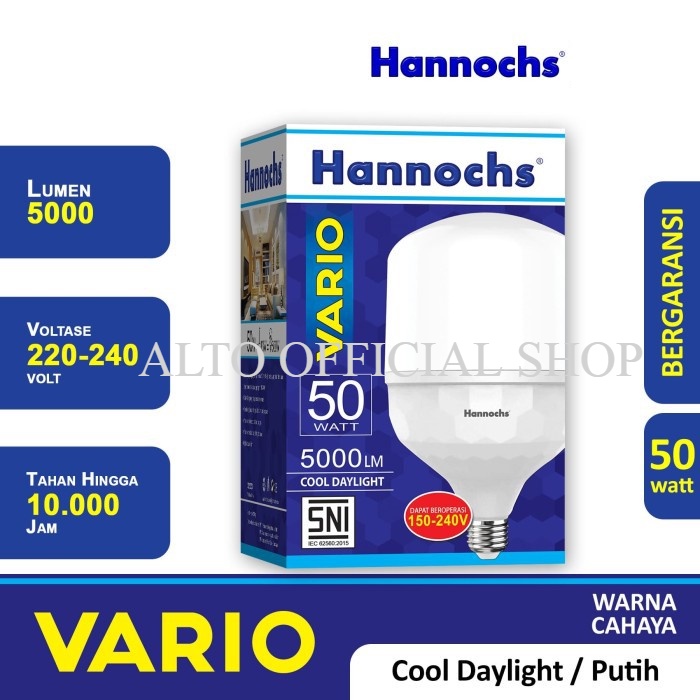 Hannochs Lampu LED Vario 50 Watt Cahaya Putih - Lampu Taman - Lmpu Kamar - Lampu Rumah