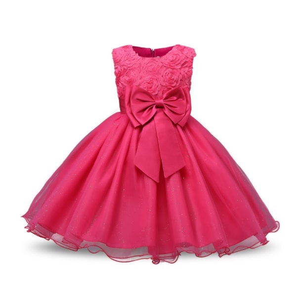 DRESS PESTA ANAK PEREMPUAN IMPORT/ PARTY DRESS / GAUN PESTA ANAK ROSE KEMBANG 1 - 10TAHUN