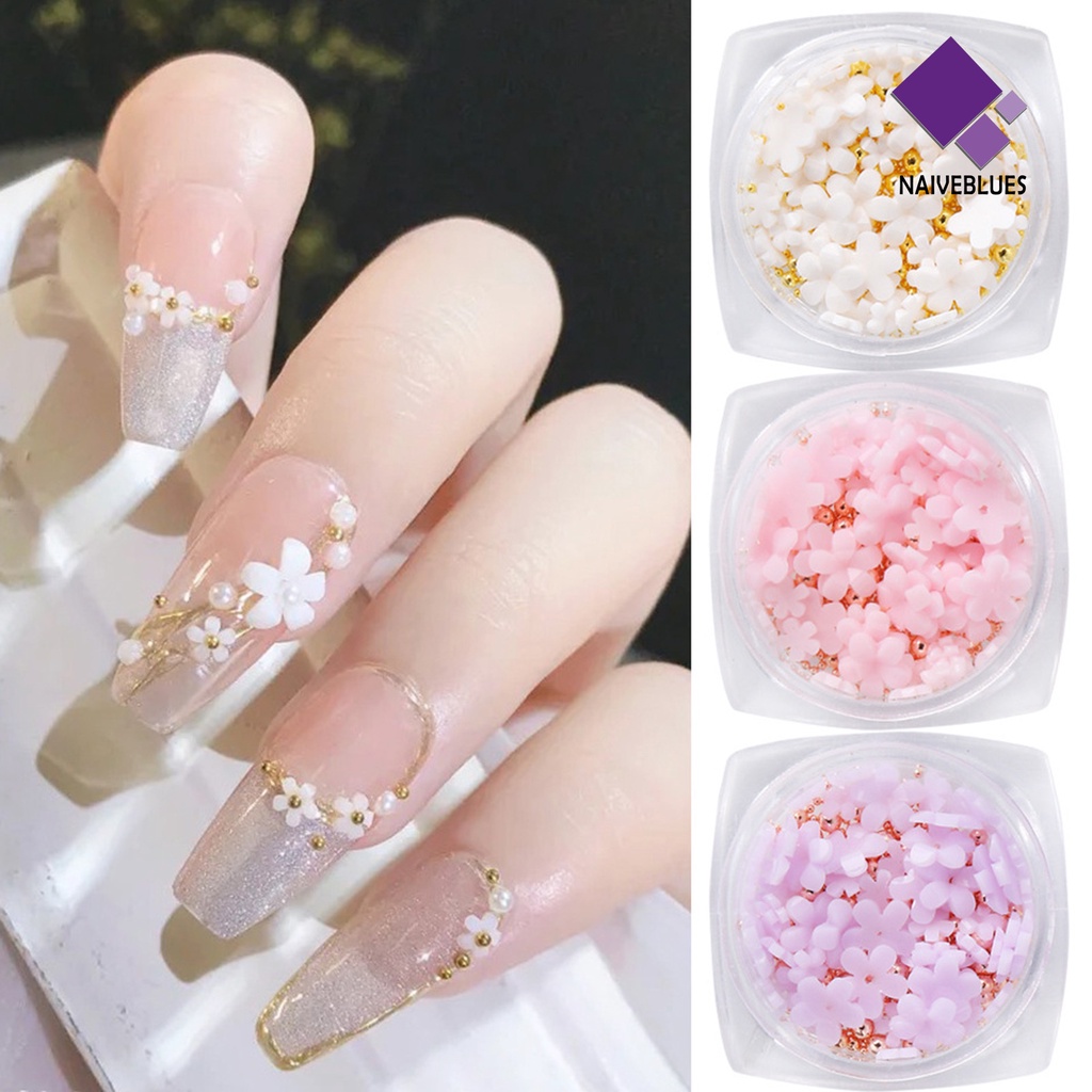 Naiveblue 1 Kotak Dekorasi Nail Art 3D Bahan Resin Warna Gradasi