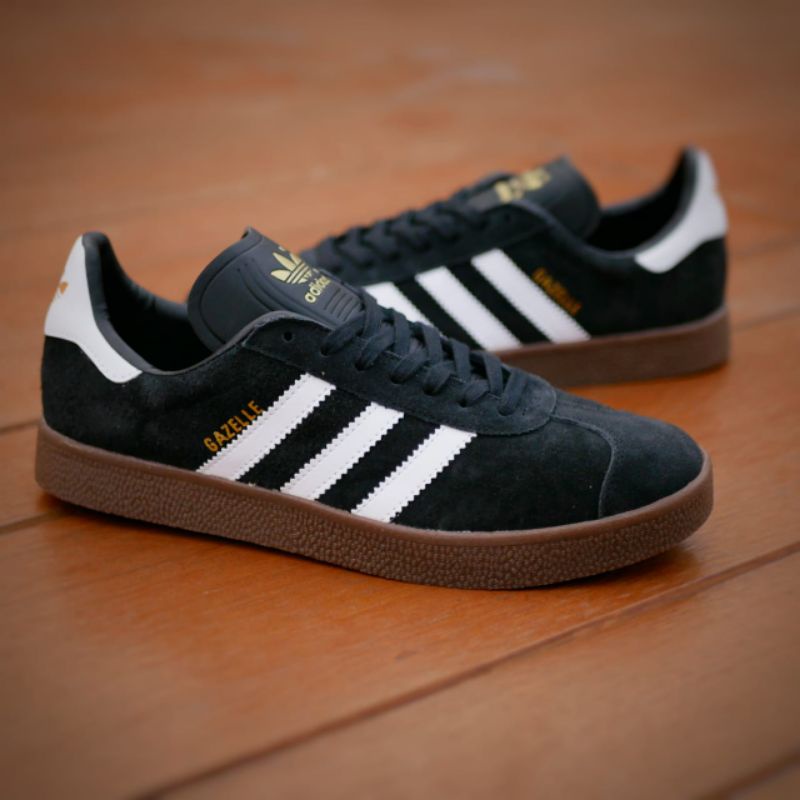 Adidas Gazelle Black White Sol Gum Original OEM Sneakers Pria