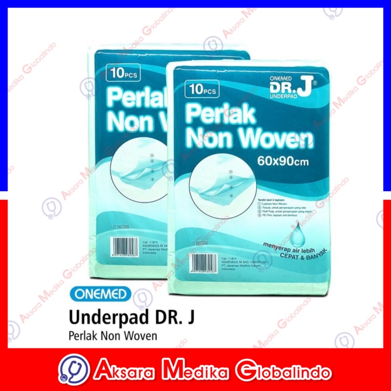 Underpad 60 x 90 DR.J Onemed Alas Perlak Underpad Popok Ompol isi 10pcs #AMG