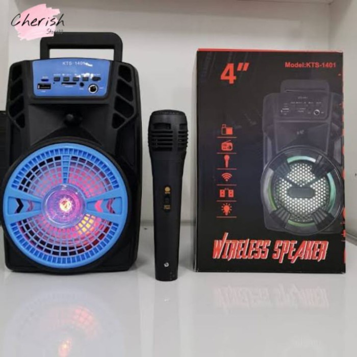 SPEAKER WIRELESS BLUETOOTH BIG BASS PORTABLE KTS 1401 free mic