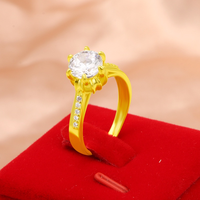 Cincin Lapis Emas Asli Kadar 375 Hias Berlian Adjustable Gaya Korea Untuk Wanita