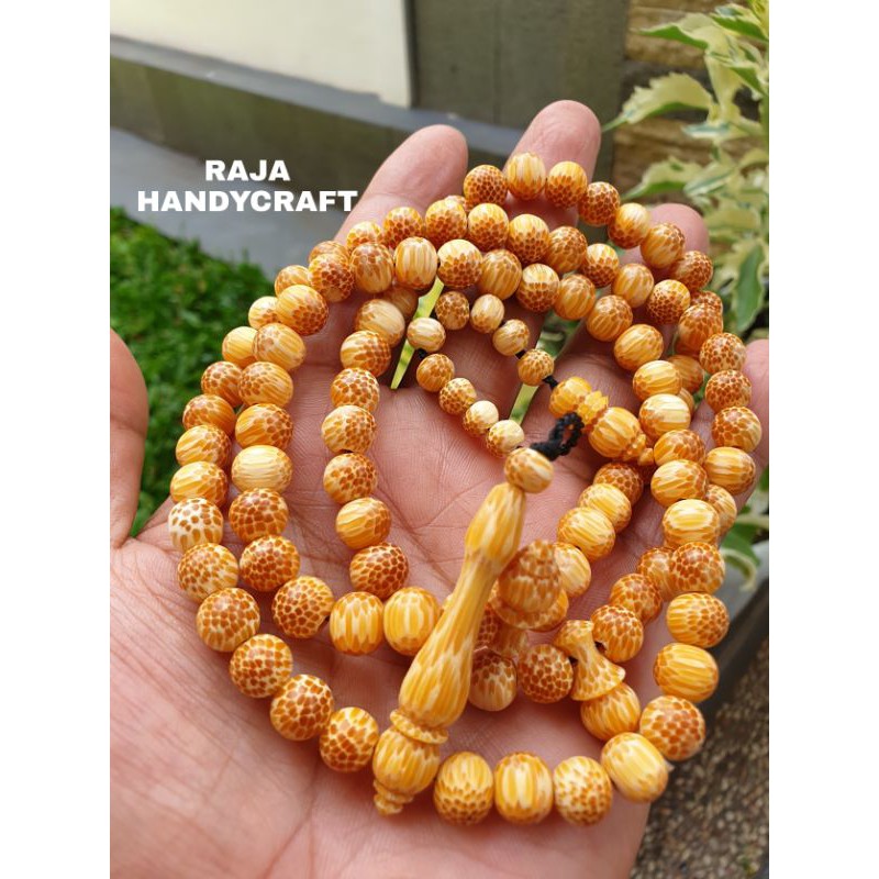 TASBIH kayu nibung atau liwung macan putih terbaik Tembus cahaya