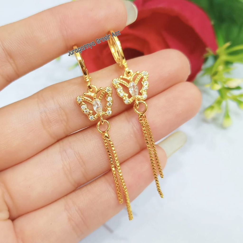 ANTING TITANIU JURAI PERMATA  KUPU-KUPU JURAI MINIMALIS ANTI KARAT