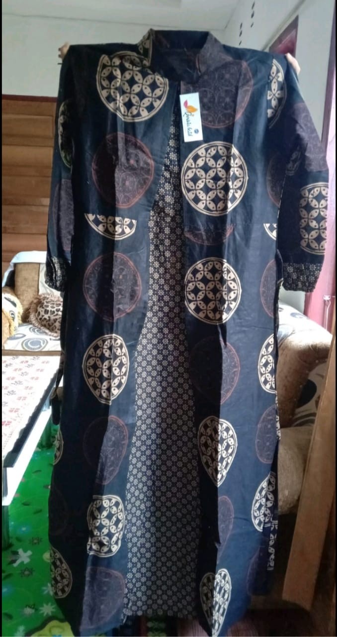 Batik Couple Keluarga Gamis Busui Motif Prasasti Batik Keluarga Seragam