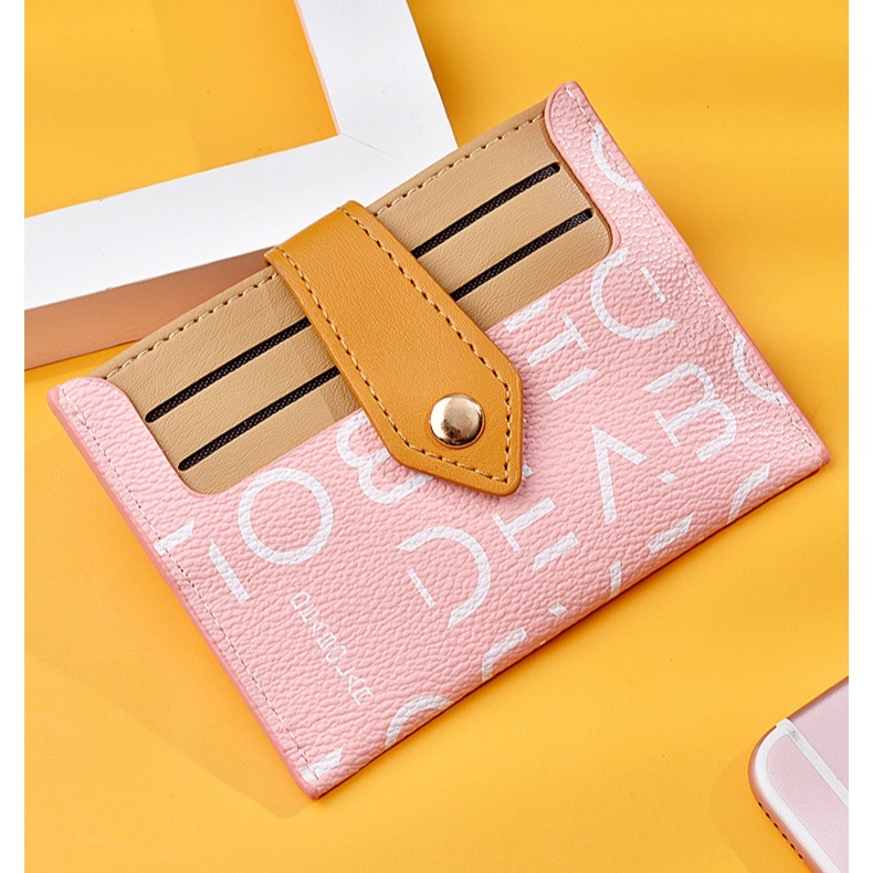 DOMPET KARTU WANITA IMPORT KOREA PREMIUM KECIL KULIT PINK DEABOLAR ORI WA516P3 VANUA SLOT UANG RESLETING KOIN SIMPLE TIPIS REMAJA KEKINIAN CEWEK MURAH BRANDED BATAM FASHION ORIGINAL