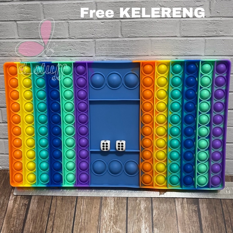 POP IT mainan Fidget Rainbow POPIT jumbo / XXL size-Dadu Biru