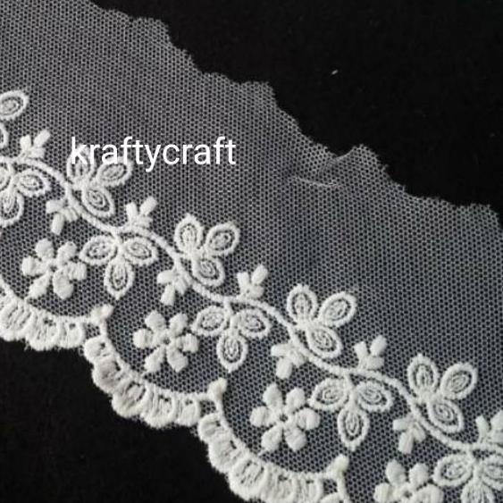 ✸ Renda tile bunga bordir rajut brokat gyper / giper katun baju mukena kebaya meteran harga 1 ROLL ☆