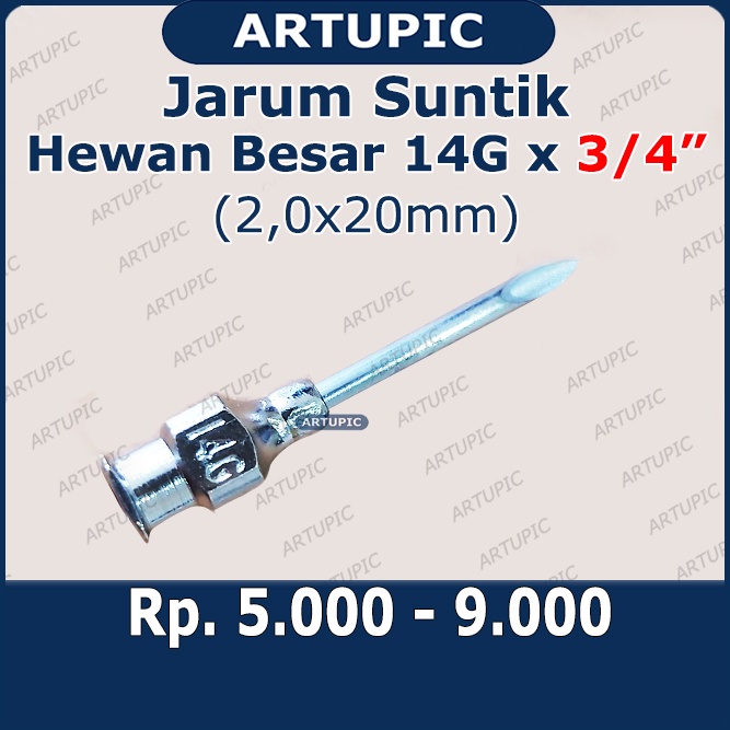 Jarum Suntik Hewan Besar 14G x 3/4 inch Vaksin Ternak Sapi Babi Kuda Vet Needle Stainless Steel