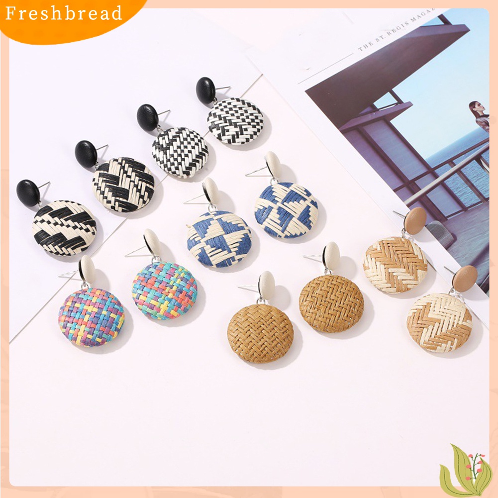 Fresh| Anting Tusuk Gantung Desain Anyaman Jeramigeometri Gaya Boho Untuk Wanita