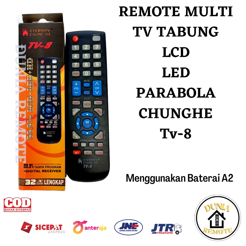 Remot Remote Multi TV Tabung LCD LED +Digital Receiver Parabola TV 8