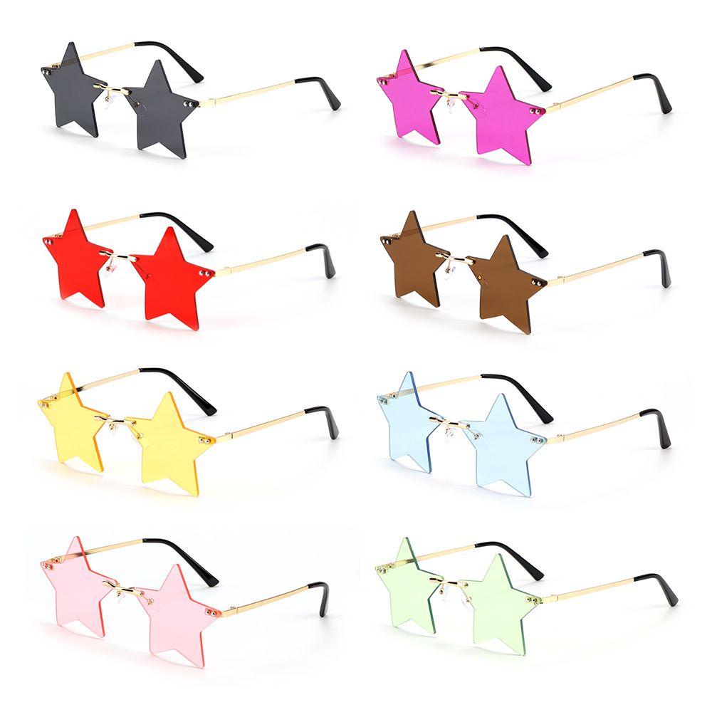 [POPULAR] Funny Star Shape for Women &amp; Men Sun Glasses Rimless Sunglasses Christmas Decoration Cute Pentagram Eyewear Eyeglasses Party Glasses/Multicolor