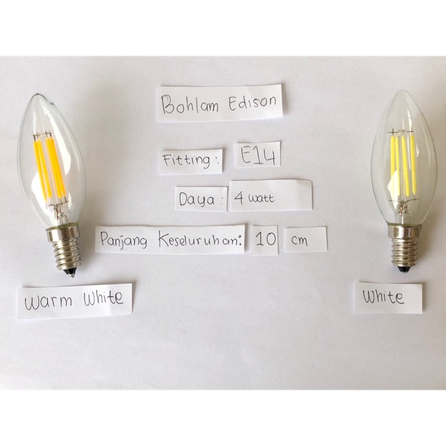 Sale Lampu bohlam led api candle chandelier filamen jantung edison e14 4 watt